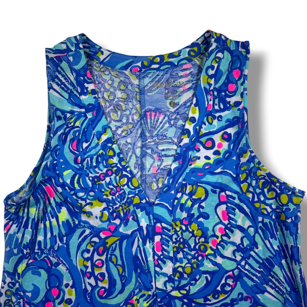 Lilly‎ Pulitzer Amina Dress Women's Size Small Blue Ceviche Sleeveless V-Neck